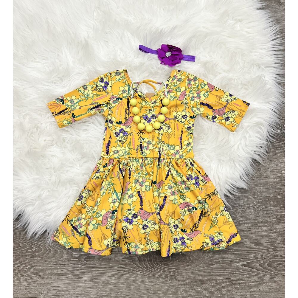 Dot Dot‎ Smile Mustard Floral Dress 2T